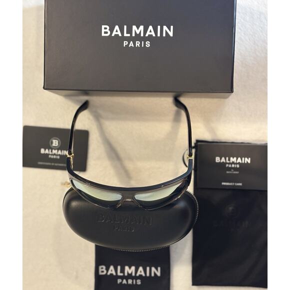 BALMAIN New Sunglasses B-ESCAPE Gold Grey Mirror BPS-143C-62 62 12 113 - Picture 3 of 4